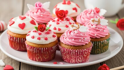 Delicious Valentine's Day cupcakes with pink and white frosting