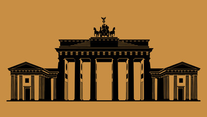 Obraz premium Brandenburg Gate Silhouette Iconic Berlin Landmark.