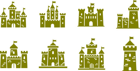Obraz premium Castle icon vector set. Fortress illustration sign collection. Stronghold symbol. tower logo. 