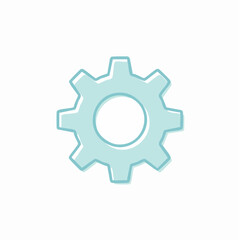 Light Blue Gear Icon Vector. Settings, Process, Engineering Symbol