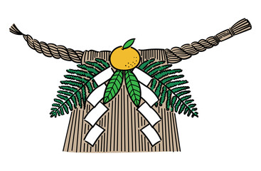 しめ縄（大黒〆）の線ありイラスト