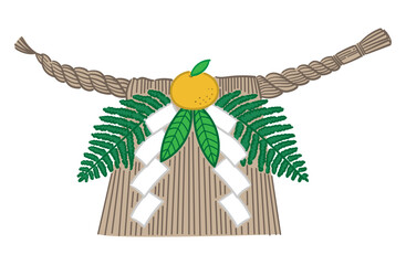 しめ縄（大黒〆）のイラスト（カラー線）