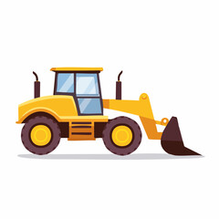Fototapeta premium Yellow Front-End Loader Construction Vehicle Flat Icon