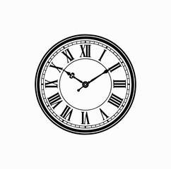 Classic Wall Clock with Roman Numerals &ndash; Vintage Vector Illustration