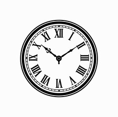 Classic Wall Clock with Roman Numerals &ndash; Vintage Vector Illustration