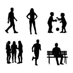Silhouettes of People in Various Activities and Poses.
