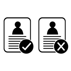 Accepted or Rejected Candidate Icon Vector Black Silhouette