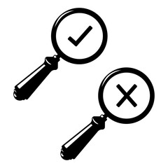 Magnifying Glass Examining Business Chart Markets Icon Vector Black Silhouette