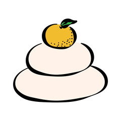 鏡餅の線ありイラスト