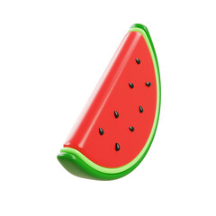 Fresh watermelon slice illustration with bright red flesh and green rind, juicy summer feel suitable for food branding, packaging, and icons.