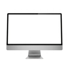 Fototapeta premium Modern all in one desktop computer with a bright white blank display screen sleek technology device transparent background