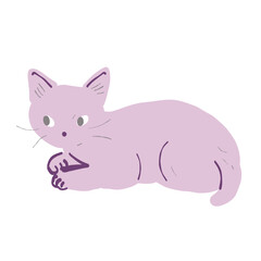 Lying cat relaxing illustration