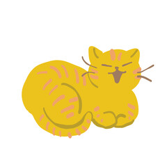 Sleeping cat curled up illustration