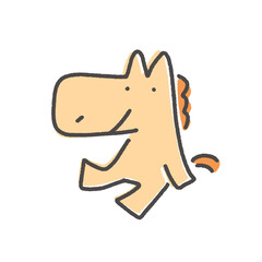 座って休憩するかわいい馬キャラ　リラックス・休日