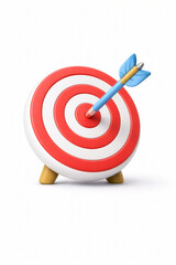 3D target bullseye with arrow icon on white background