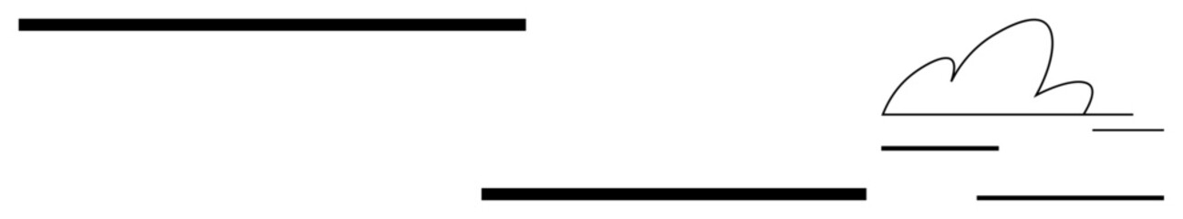 Obraz premium Nature, simplicity, minimalism, abstract art, design, modern. Black horizontal lines and a cloud outline on a white background. Nature and simplicity with clean lines