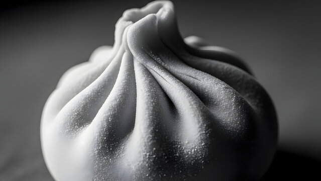 Steamed Dumpling Close-up Black and White.