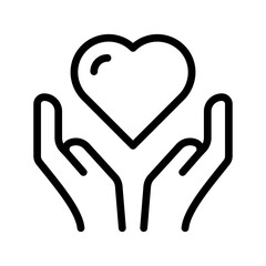 Compassionate Hand with Heart Care icon set for charity, healthcare support, and UI
