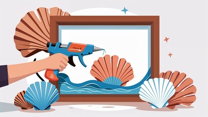 Seashell Art Creation: Gluing Seashells to a Canvas