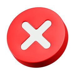 cross delete 3d rendering icon red button
