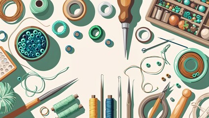 Jewellery Making Tools and Materials: A Colorful Flatlay