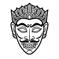 Obraz premium traditional mask with balinese accent.isolated on white background.