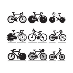 Bicycle Icons Set &ndash; Modern Bike Vector Silhouette Collection