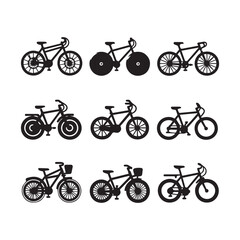 Bicycle Icons Set &ndash; Modern Bike Vector Silhouette Collection