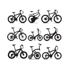 Bicycle Icons Set &ndash; Modern Bike Vector Silhouette Collection