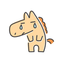 悲しくて泣く馬キャラクター　涙を流す・辛い