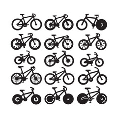 Bicycle Icons Set &ndash; Modern Bike Vector Silhouette Collection