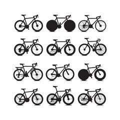 Bicycle Icons Set &ndash; Modern Bike Vector Silhouette Collection