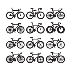 Bicycle Icons Set &ndash; Modern Bike Vector Silhouette Collection