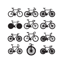 Bicycle Icons Set &ndash; Modern Bike Vector Silhouette Collection