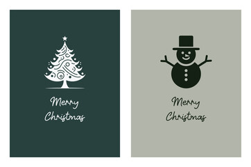 Christmas icons and vector elements featuring holiday trees, stars, and snowflakes for winter celebration cards and New Year design illustrations