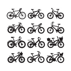 Bicycle Icons Set &ndash; Modern Bike Vector Silhouette Collection