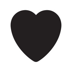 A black heart icon on a white background representing love, emotion, and affection in a simple, graphic design