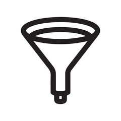 A Simple Outline Icon of a Funnel, Illustrating Separation, Filtering, and Concentration Processes in Various Applications