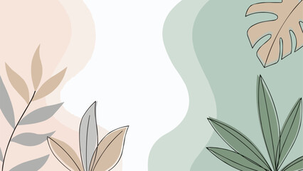 Abstract Botanical Illustration with Delicate Leaf Motifs.