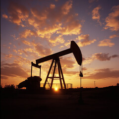 oil pump at sunset