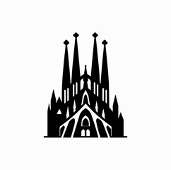 Sagrada Familia Landmark Silhouette &ndash; Minimal Geometric Barcelona Vector