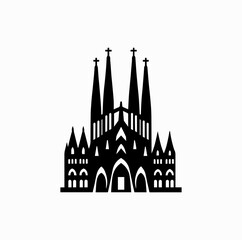 Sagrada Familia Landmark Silhouette &ndash; Minimal Geometric Barcelona Vector