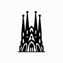 Sagrada Familia Landmark Silhouette &ndash; Minimal Geometric Barcelona Vector