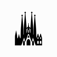Sagrada Familia Landmark Silhouette &ndash; Minimal Geometric Barcelona Vector