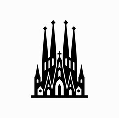 Sagrada Familia Landmark Silhouette &ndash; Minimal Geometric Barcelona Vector