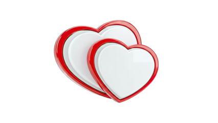 Red and White Hearts Overlapping on White Background