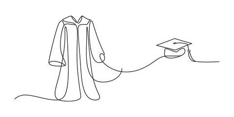 Graduation gown and cap illustration, symbolizing academic achievement Vector, illustration