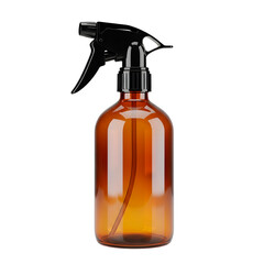 Amber glass spray bottle on transparent background