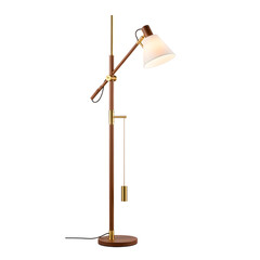 Modern wooden floor lamp on transparent background