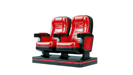 Red Cinema Seats Isolated on White Background